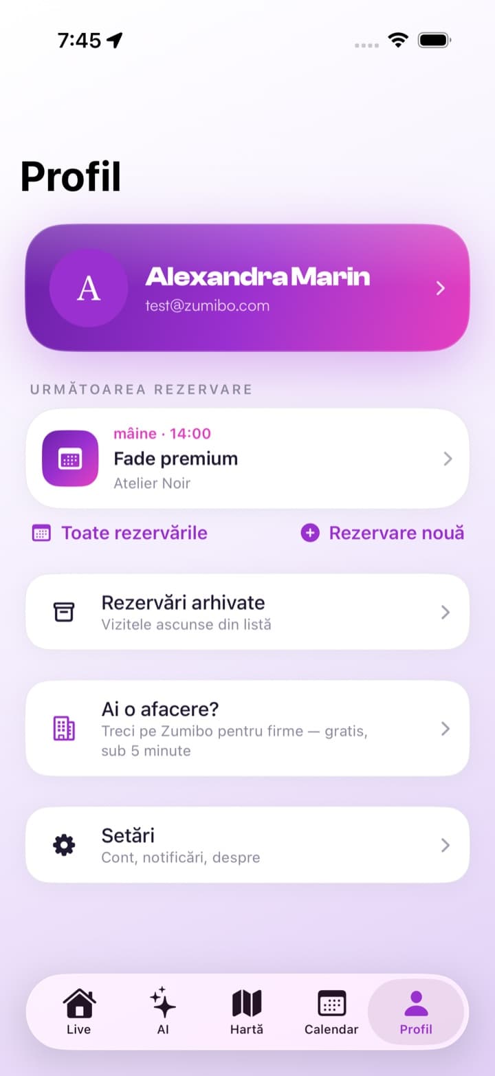 Profilul tău zumibo cu rezervările la un loc